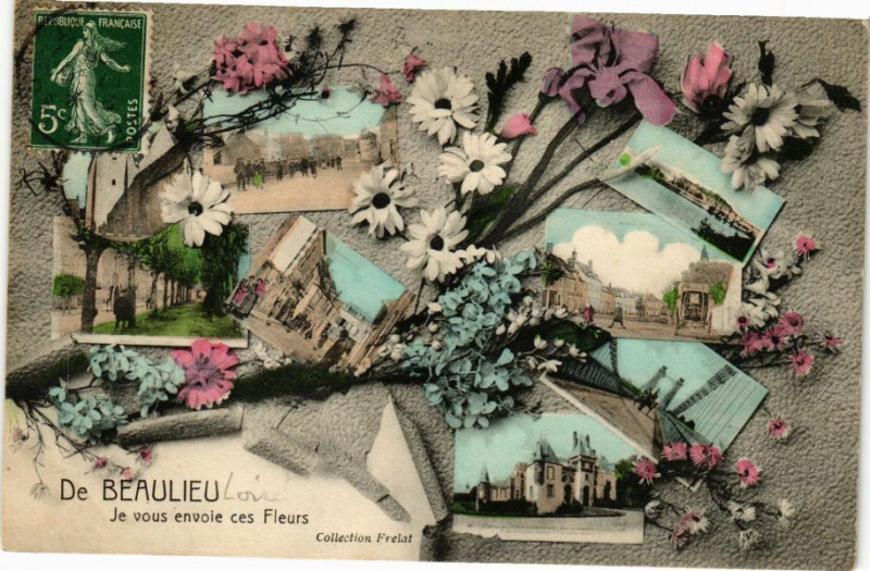 Carte postale ancienne Beaulieu - Je vous envoie ces Fleurs