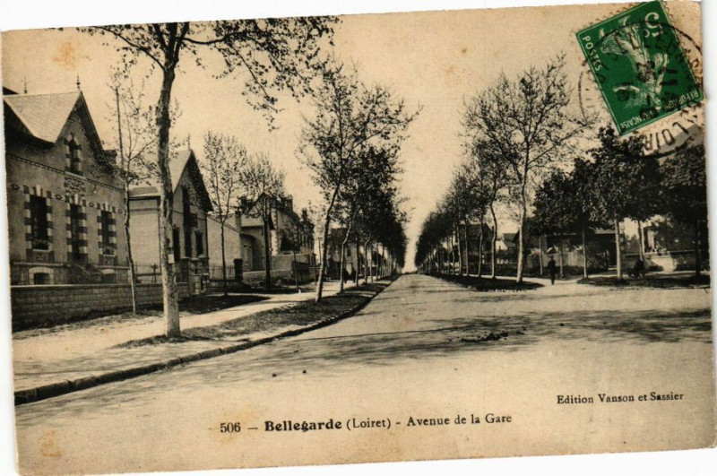 Carte postale ancienne Bellegarde - Avenue de la Gare à Bellegarde