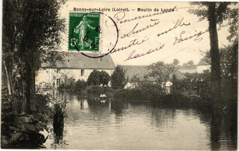 Carte postale ancienne Bonny-sur-Loire - Moulin de Lande à Bonny-sur-Loire