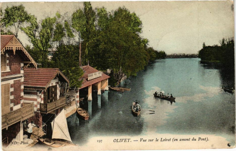 Carte postale ancienne Olivet - Vue sur le Loiret à Olivet