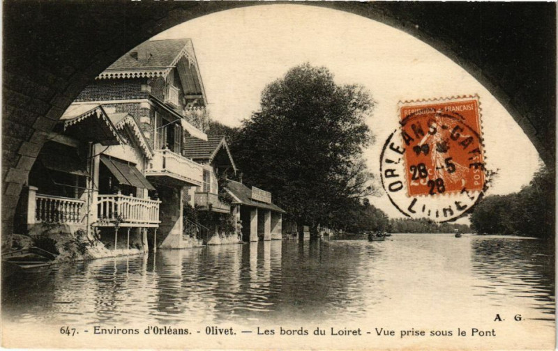Carte postale ancienne Olivet - Les Bords du Loiret à Olivet