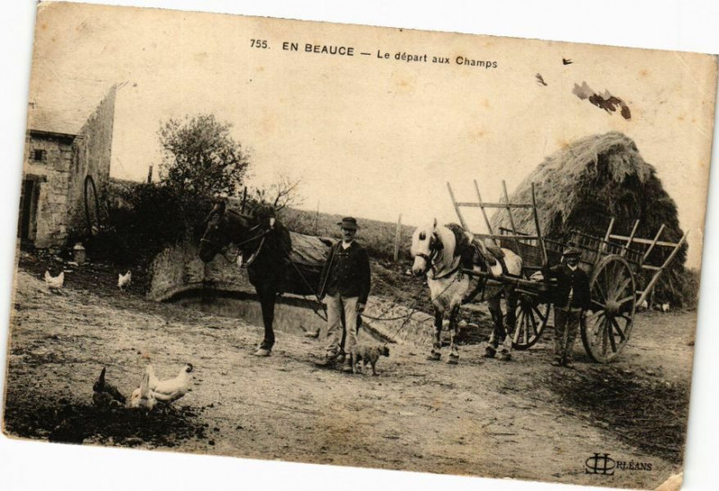 Carte postale ancienne En Beauce - Le Départ aux Champs