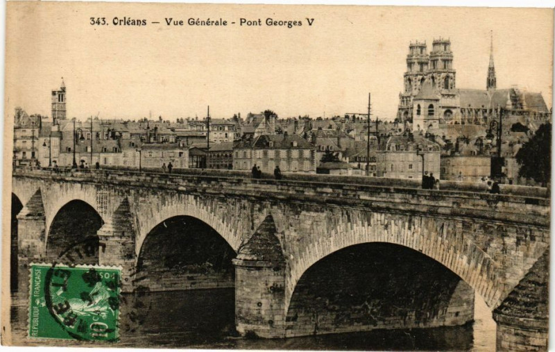 Carte postale ancienne Orleans - Vue générale Le Pont Georges V. à Orléans