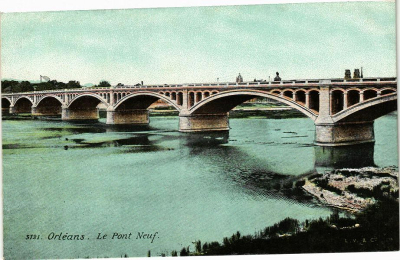 Carte postale ancienne Orleans - Le Pont Neuf à Orléans
