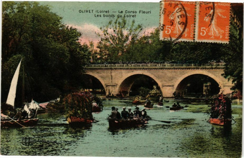 Carte postale ancienne Olivet - Les Bords du Loiret à Olivet