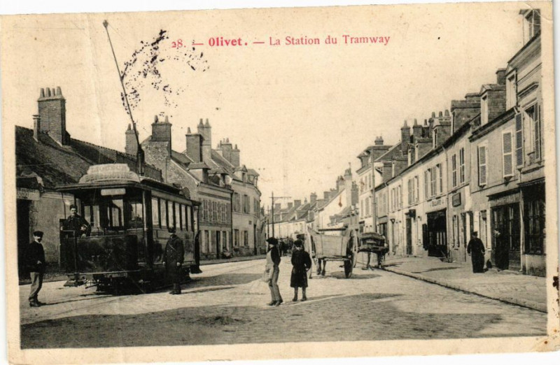 Carte postale ancienne Olivet - La Station des Tramways à Olivet