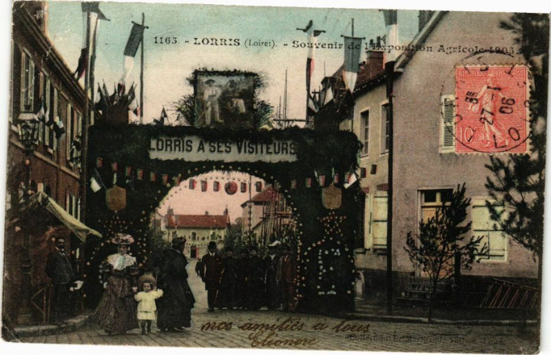 Carte postale ancienne Lorris - Souvenir de l'Expo Agricole à Lorris