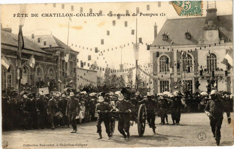 Carte postale ancienne Fete De Chatillon-Coligny - Concours de Pompes à Châtillon-Coligny