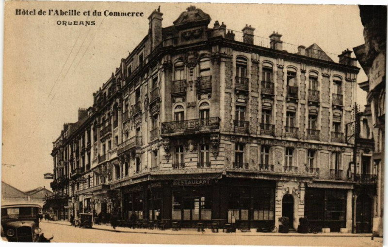 Carte postale ancienne Hotel de l'Abeille et du Commerce-Orleans à Orléans