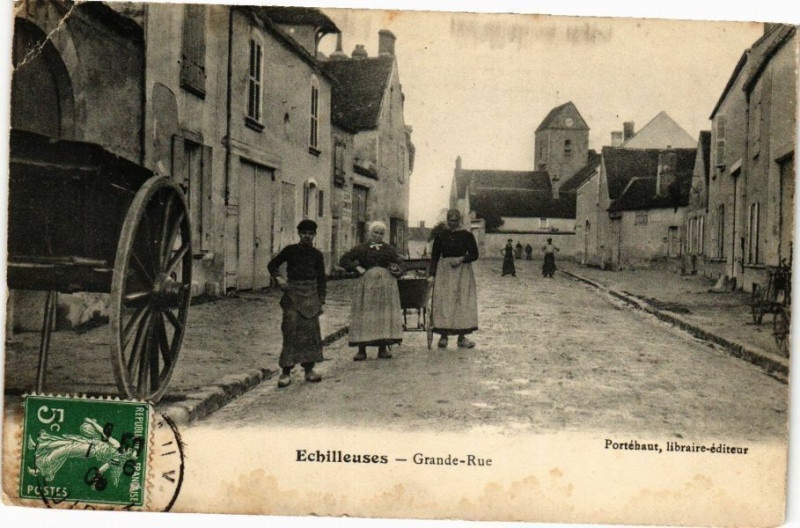Carte postale ancienne Echilleuses-Grande Rue à Échilleuses