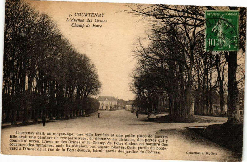 Carte postale ancienne Courtenay-L'Avenue des Ormes Champ de Foire à Ormes