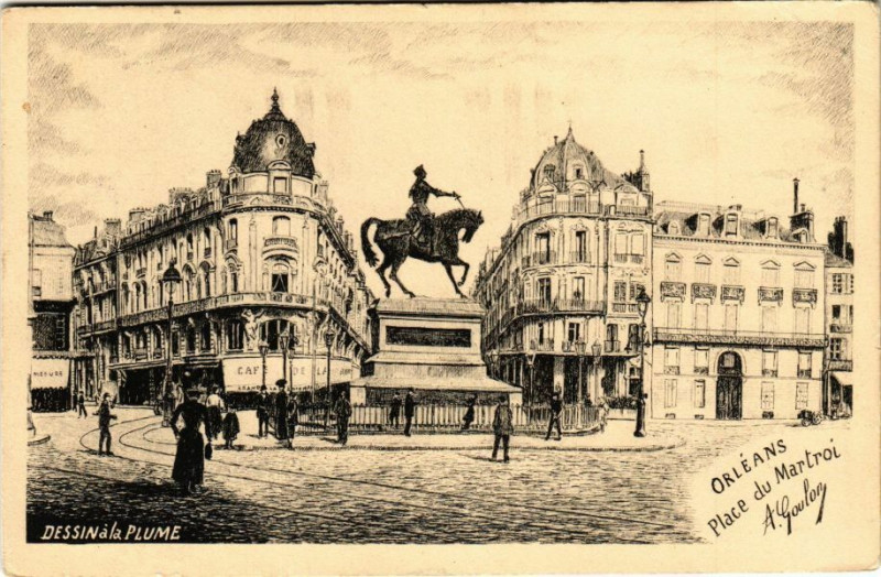 Carte postale ancienne Orleans - Place du Martroi à Orléans