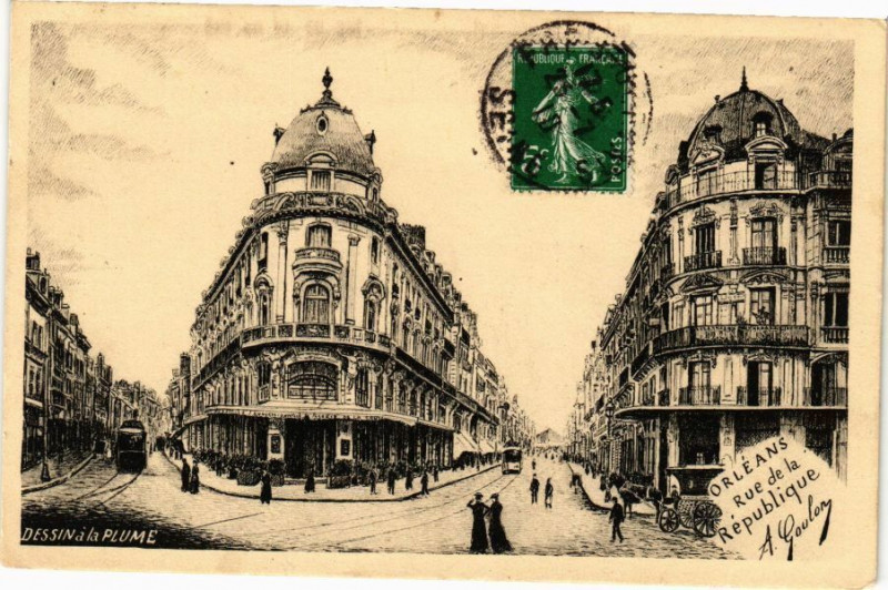 Carte postale ancienne Orleans - Rue de la Republique à Orléans