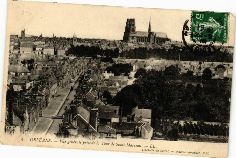 Carte postale ancienne Orleans - Vue générale prise de la Tour de St-MARCeau à Orléans