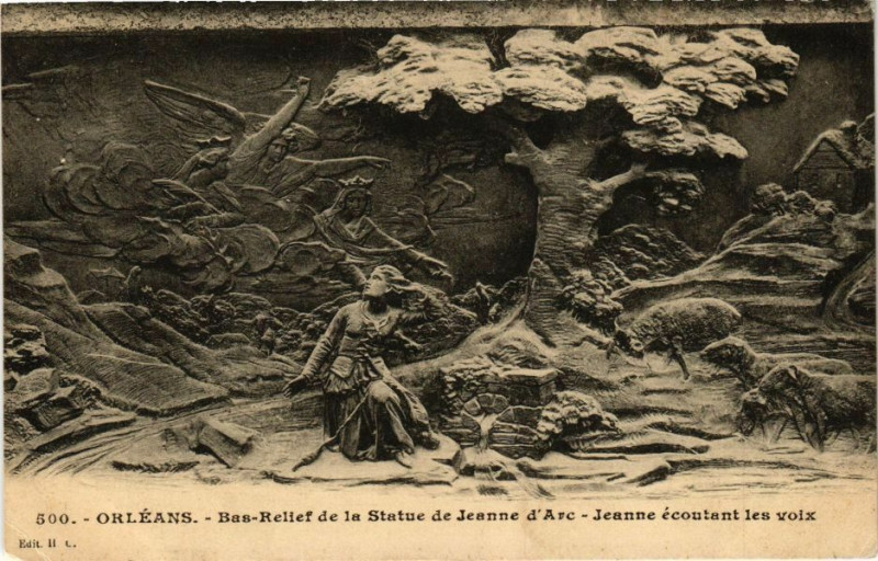 Carte postale ancienne Orleans - Bas Relief de la Statue Jeanne D'Arc à Orléans