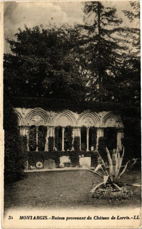 Carte postale ancienne Montargis - Ruines provenant du Chateau de Lorris à Montargis