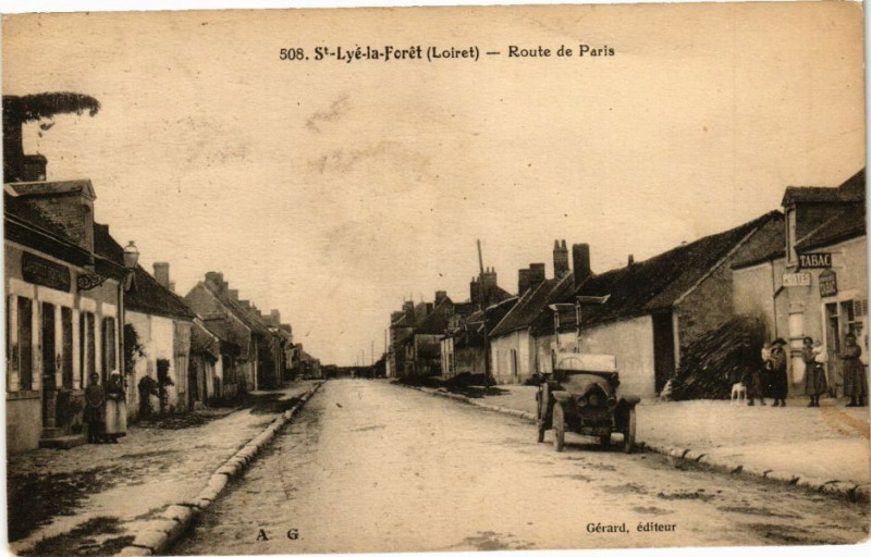 Carte postale ancienne Saint-Lye la Foret-Route de Paris