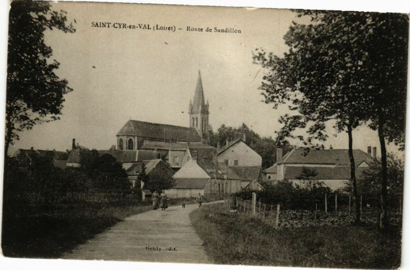 Carte postale ancienne St-Cyr-en-Val-Route de Sandillon à Sandillon