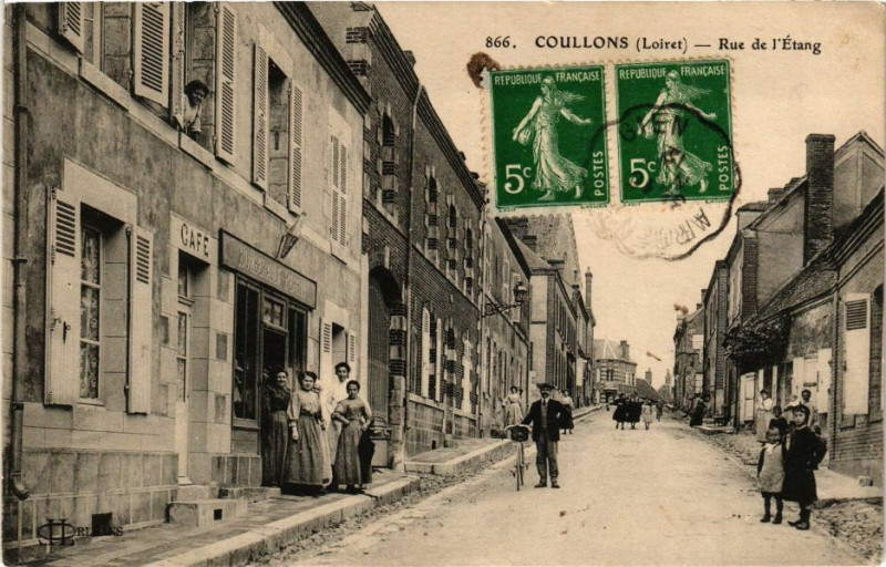 Carte postale ancienne Coullons-Rue de l'Etang à Coullons