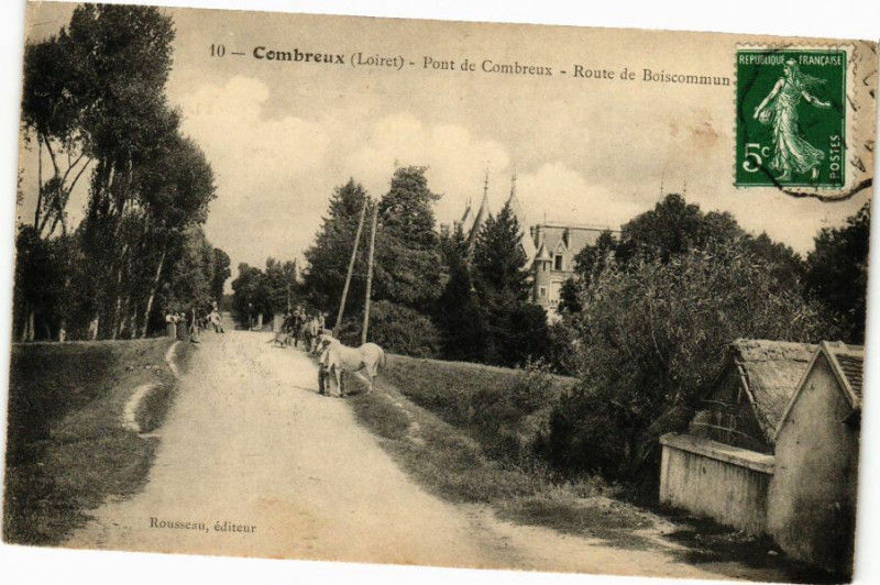 Carte postale ancienne Combreux-Pont de Combreux-Route de Boiscommun à Boiscommun