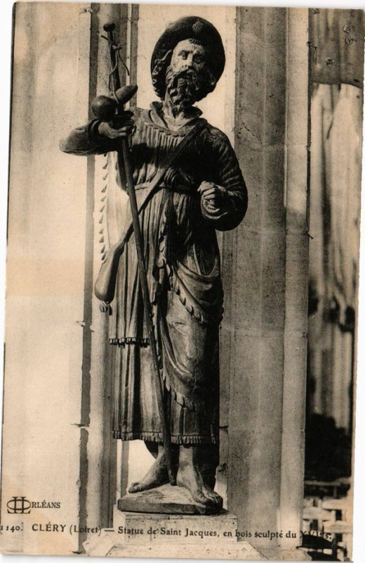 Carte postale ancienne Clery-Statue de Saint-Jacques en bois sculpte