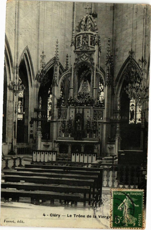 Carte postale ancienne Clery-Le Trone de la Vierge