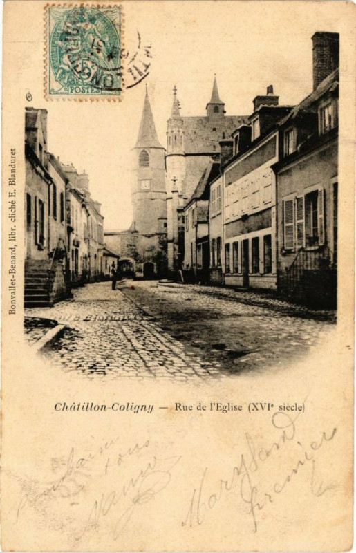 Carte postale ancienne Chatillon-Coligny-Rue de l'Eglise