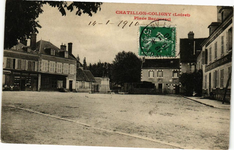 Carte postale ancienne Chatillon-Coligny-Place Becquerel
