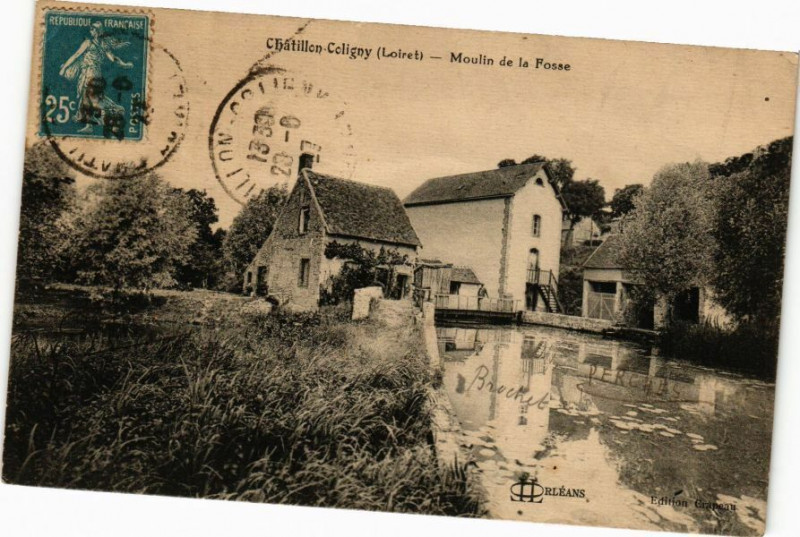 Carte postale ancienne Chatillon-Coligny-Moulin de la Fosse