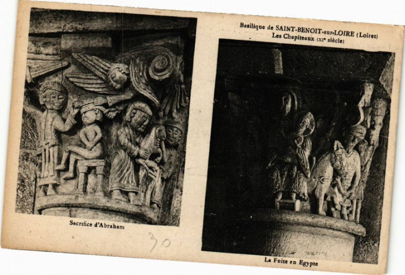 Carte postale ancienne Basilique de Saint-Benoit-sur-Loire-Les Chapiteaux
