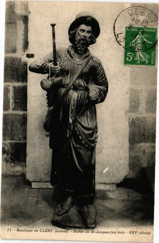 Carte postale ancienne Basilique de Clery-Statue de Saint-Jacques