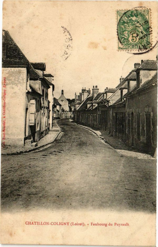 Carte postale ancienne Chatillon-Coligny - Faubourg du PUYrault à Châtillon-Coligny