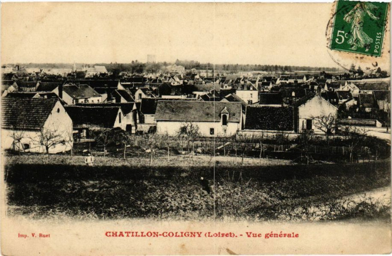 Carte postale ancienne Chatillon-Coligny - Vue générale à Châtillon-Coligny