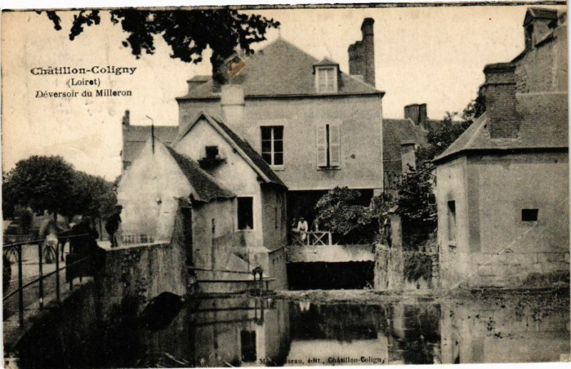 Carte postale ancienne Chatillon-Coligny - Deversion du Milleron à Châtillon-Coligny