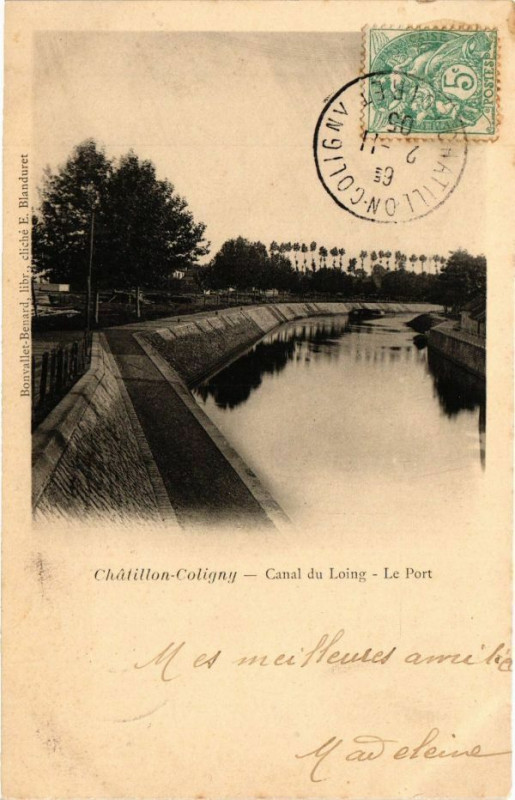 Carte postale ancienne Chatillon-Coligny - Canal du Loing - Le Port à Châtillon-Coligny