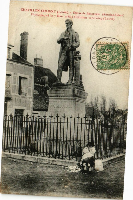 Carte postale ancienne Chatillon - Coligny - Statue de Becquerei (Antoine-Cesar)