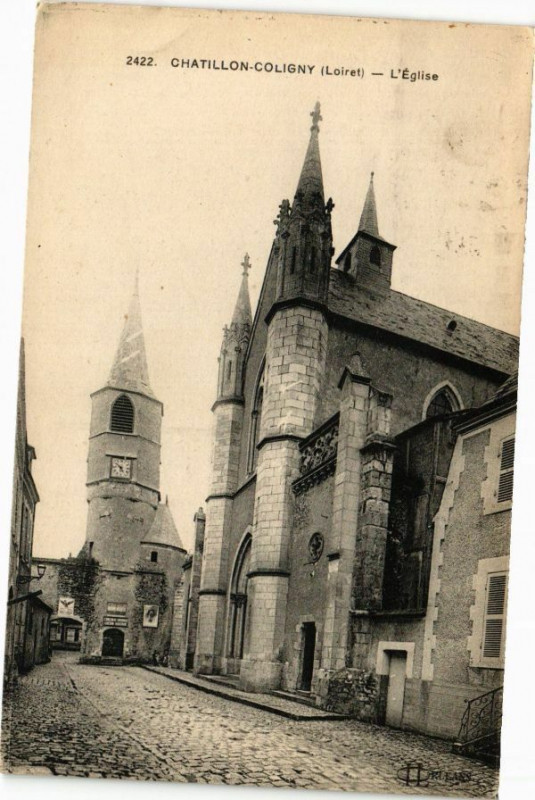 Carte postale ancienne Chatillon - Coligny - L'Eglise