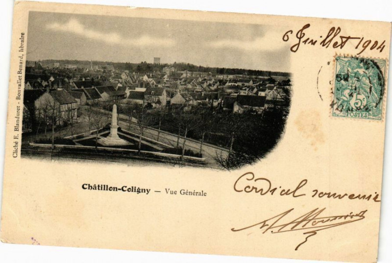 Carte postale ancienne Chatillon - Coligny - Vue générale