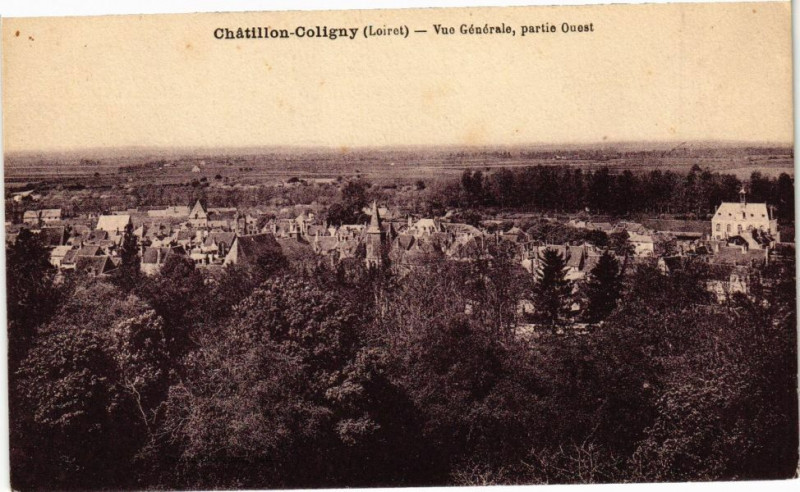 Carte postale ancienne Chatillon - Coligny - Vue générale partie Ouest
