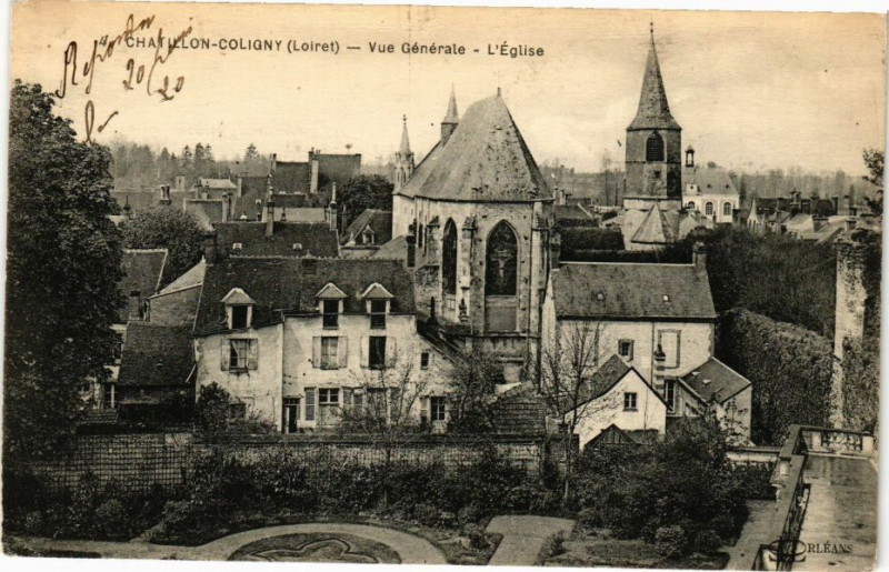 Carte postale ancienne Chatillon-Coligny - Vue générale - L'Eglise à Châtillon-Coligny