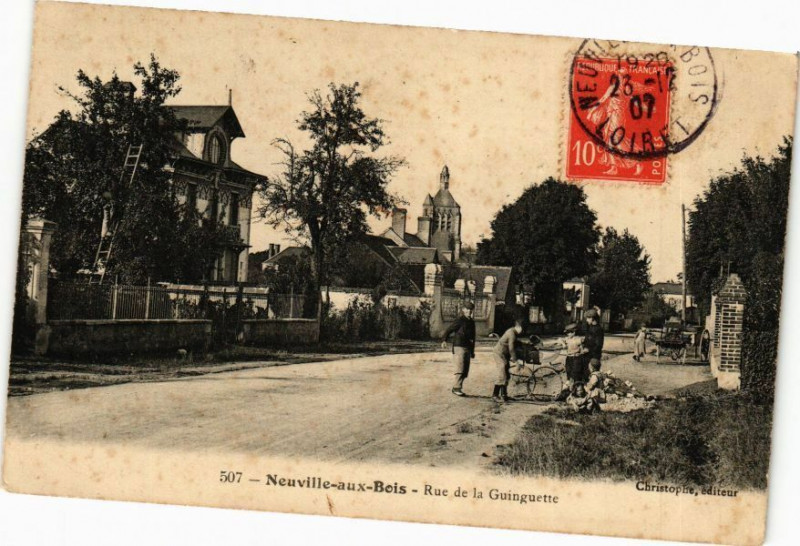 Carte postale ancienne Neuville - aux-Bois - Rue de la Guinguette à Neuville-aux-Bois