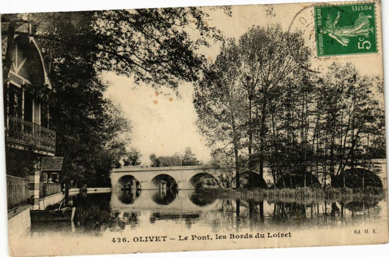 Carte postale ancienne Olivet - Le Pont les Bords du Loiret à Olivet