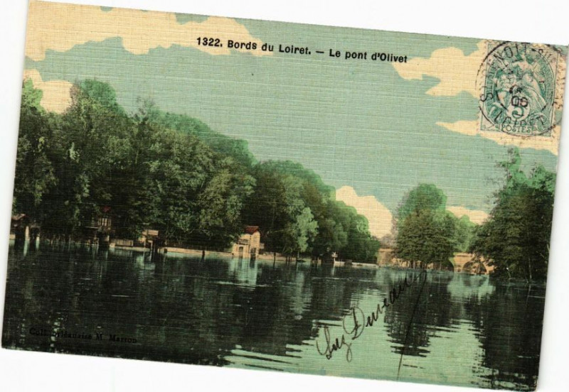 Carte postale ancienne Bords du Loiret - Le Pont d'Oliver