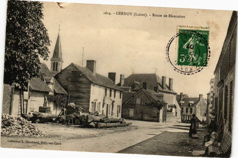 Carte postale ancienne Cernoy - Route de Blancafort