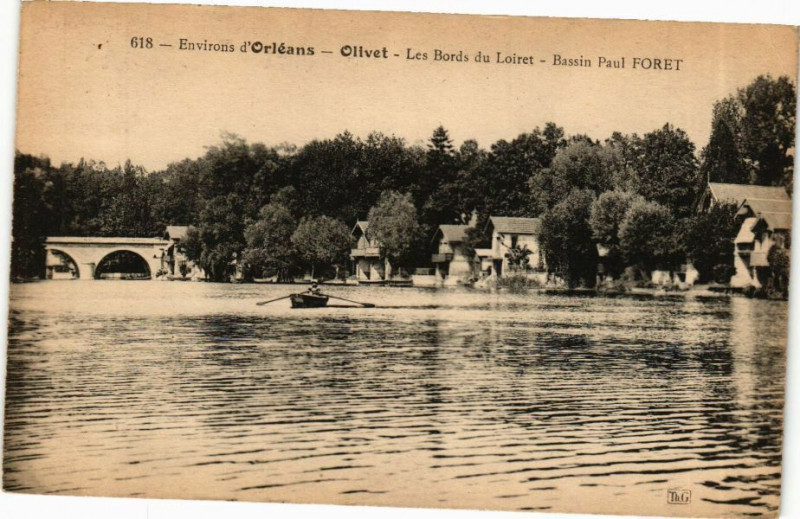 Carte postale ancienne Env. d'Orleans - Olivet - Les Bords de Loiret - Bassin Paul Foret à Olivet