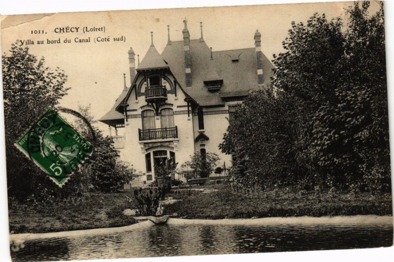 Carte postale ancienne Checy - Villa au bord du Canal (Cote sud) à Chécy
