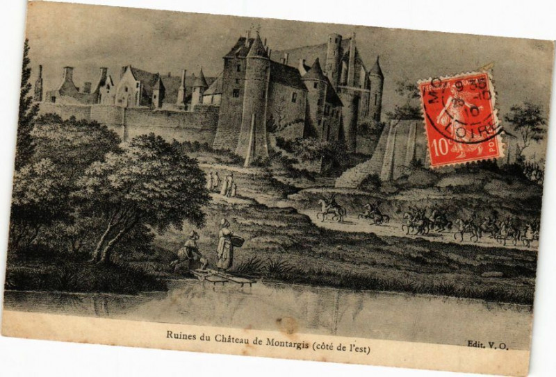 Carte postale ancienne Ruines du Chateau de Montargis (cote de l'est) à Montargis