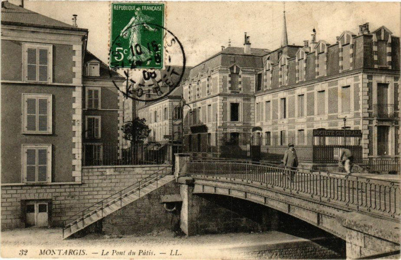 Carte postale ancienne Montargis - Le Pont du Patis à Montargis