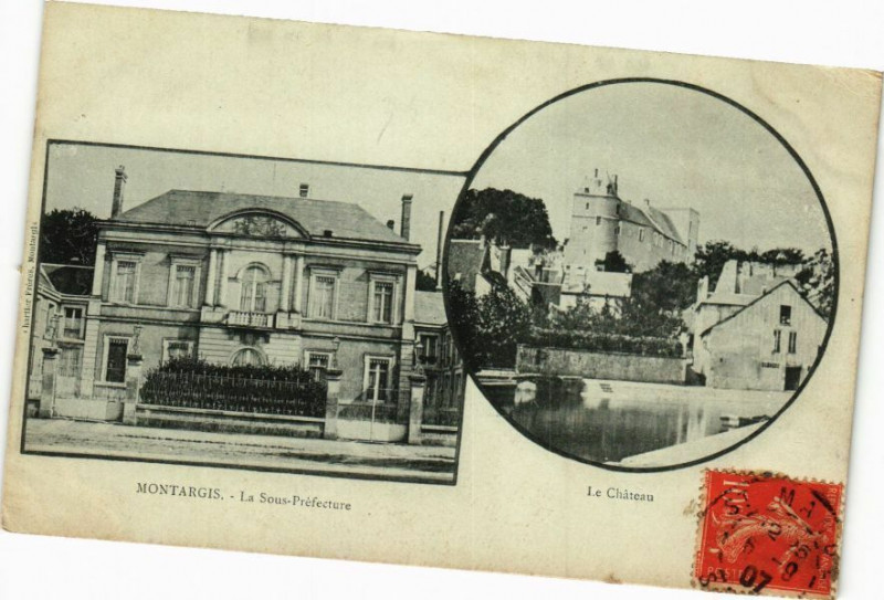 Carte postale ancienne Montargis - La Sous-Prefecture - Le Chateau à Montargis