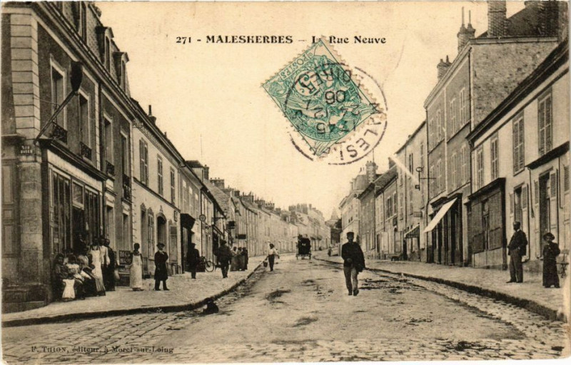 Carte postale ancienne Malesherbes - Le Rue Neuve